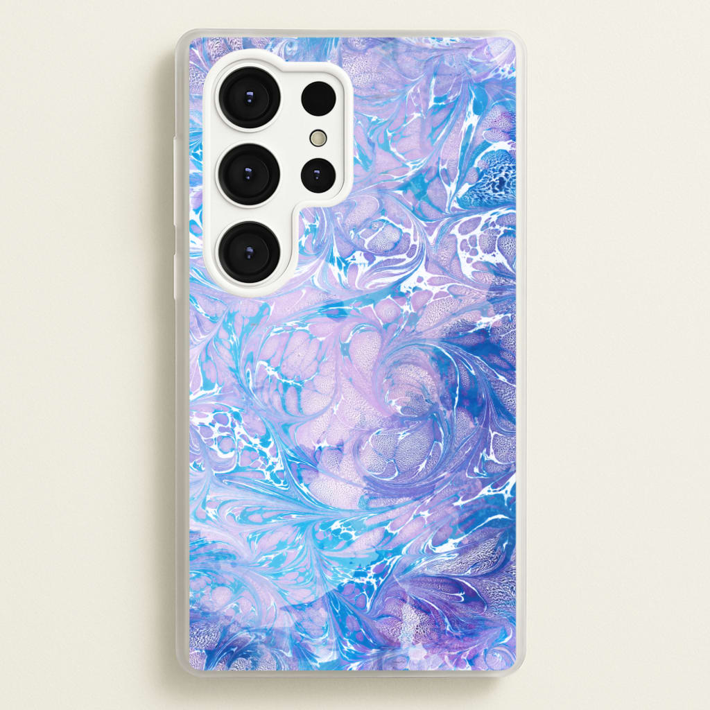 Sea Blue Swirly Marble - marble Phone Case for Galaxy S25 Ultra