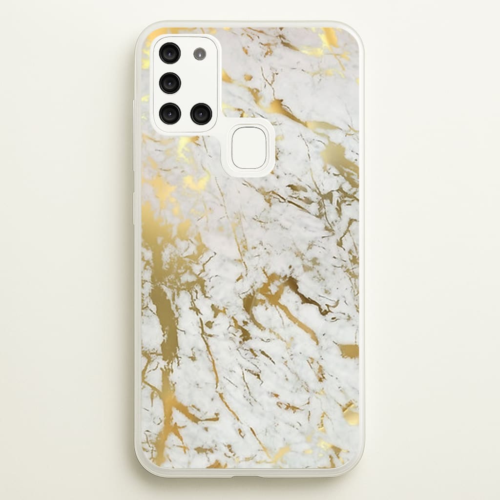 Gold Marble Splatter - marble Phone Case for Galaxy A21s