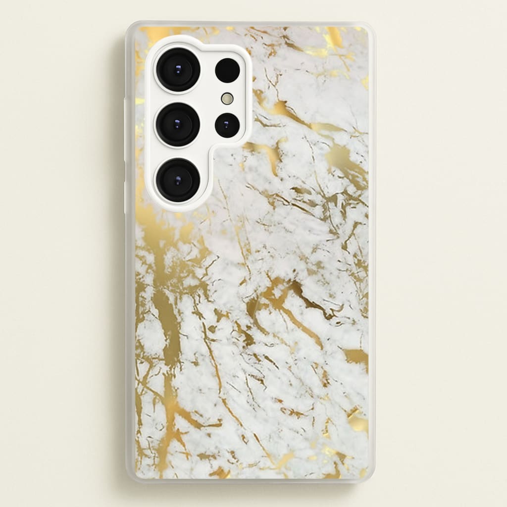 Gold Marble Splatter - marble Phone Case for Galaxy S25 Ultra