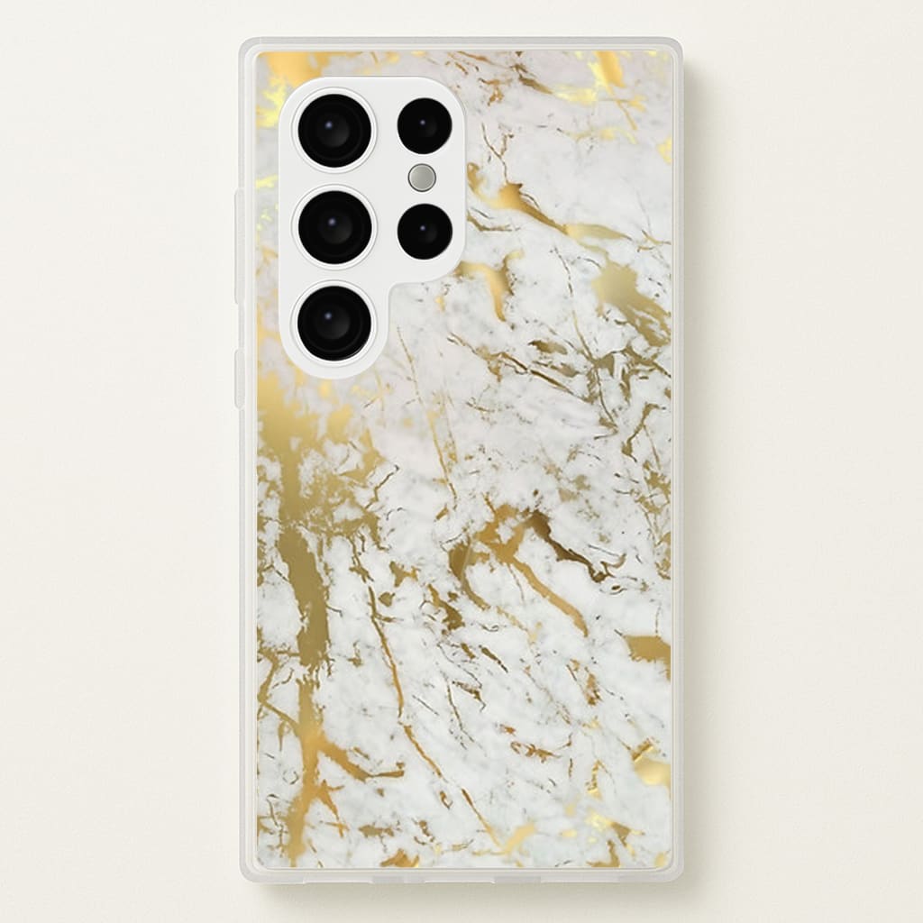 Gold Marble Splatter - marble Phone Case for Galaxy S24 Ultra
