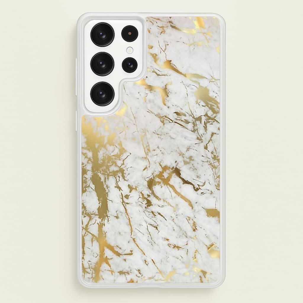 Gold Marble Splatter - marble Phone Case for Galaxy S23 Ultra