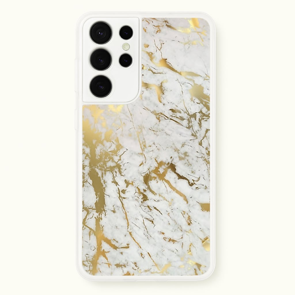 Gold Marble Splatter - marble Phone Case for Galaxy S21 Ultra
