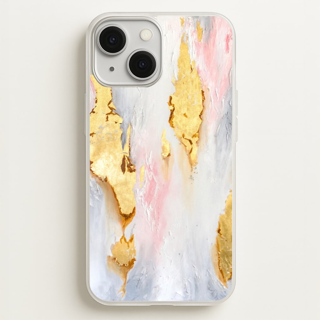 Gold Flaked Marble Pattern - marble Phone Case for iPhone 13 Mini