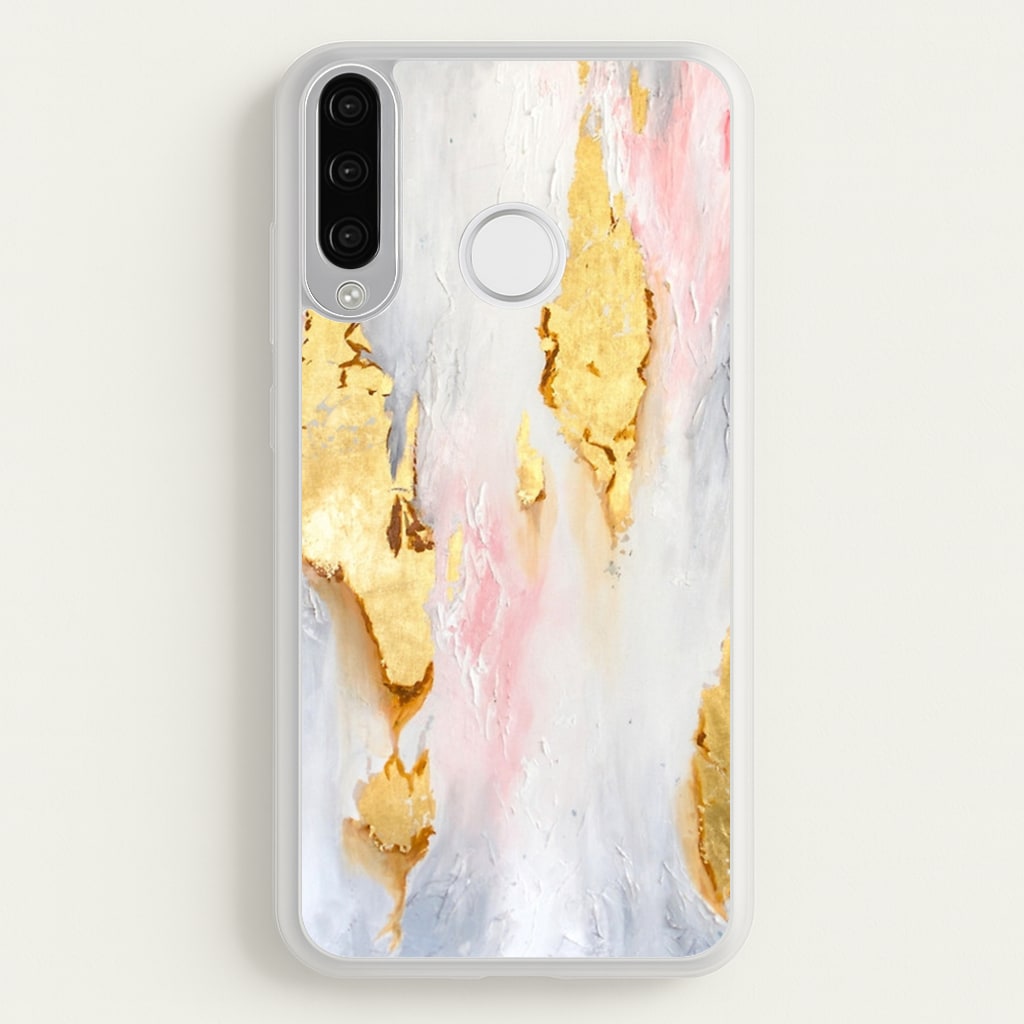Gold Flaked Marble Pattern - marble Phone Case for Huawei P30 Lite