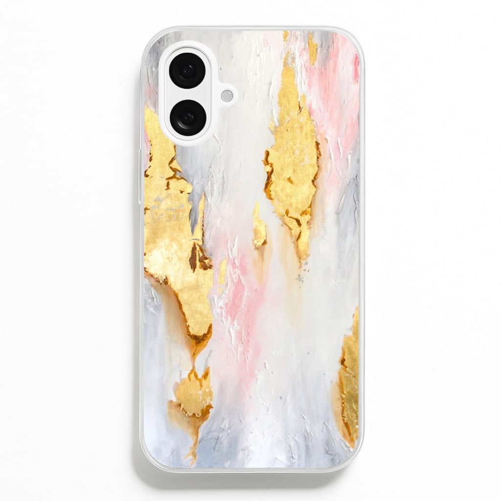 Gold Flaked Marble Pattern - marble Phone Case for iPhone 16 Plus