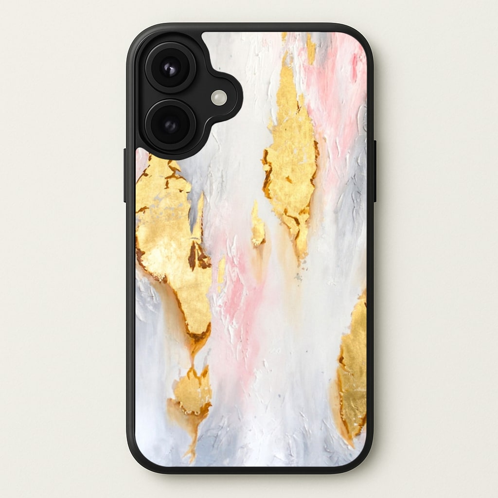 Gold Flaked Marble Pattern Phone Case for iPhone 17