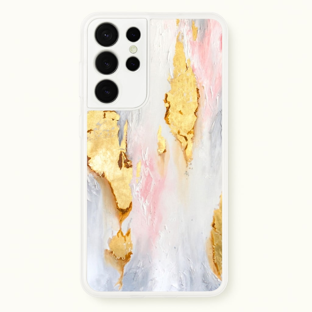 Gold Flaked Marble Pattern - marble Phone Case for Galaxy S21 Ultra