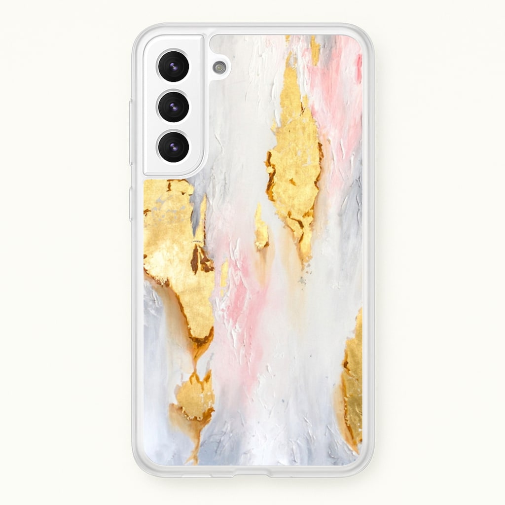 Gold Flaked Marble Pattern - marble Phone Case for Galaxy S21FE
