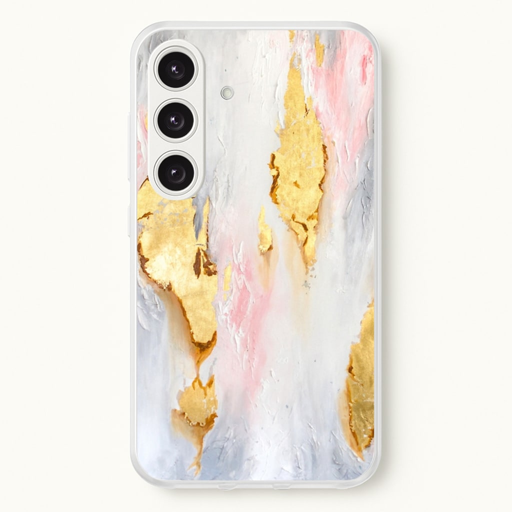 Gold Flaked Marble Pattern - marble Phone Case for Galaxy S25 Plus