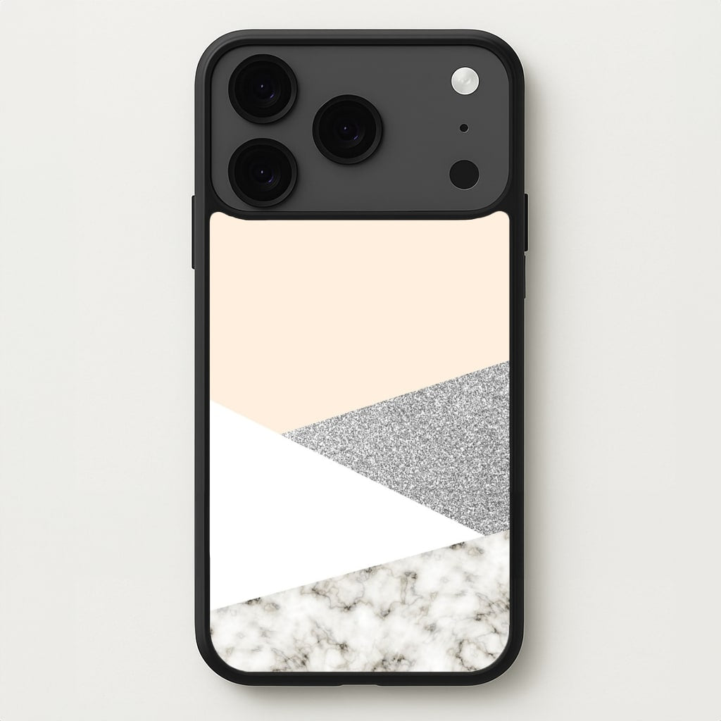 Abstract Marble and Silver Pattern Phone Case for iPhone 17 Pro