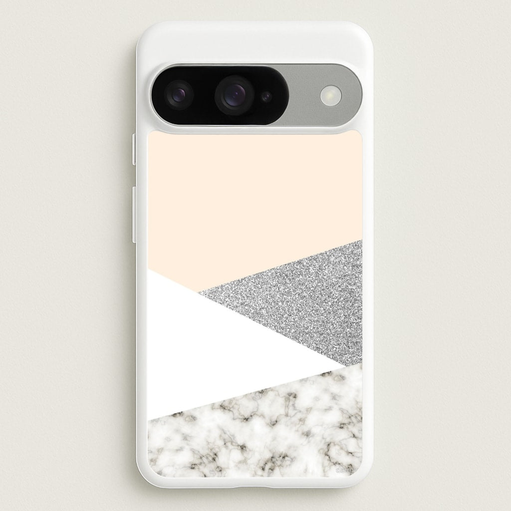 Abstract Marble and Silver Pattern Phone Case for Google Pixel 10 / 10 Pro
