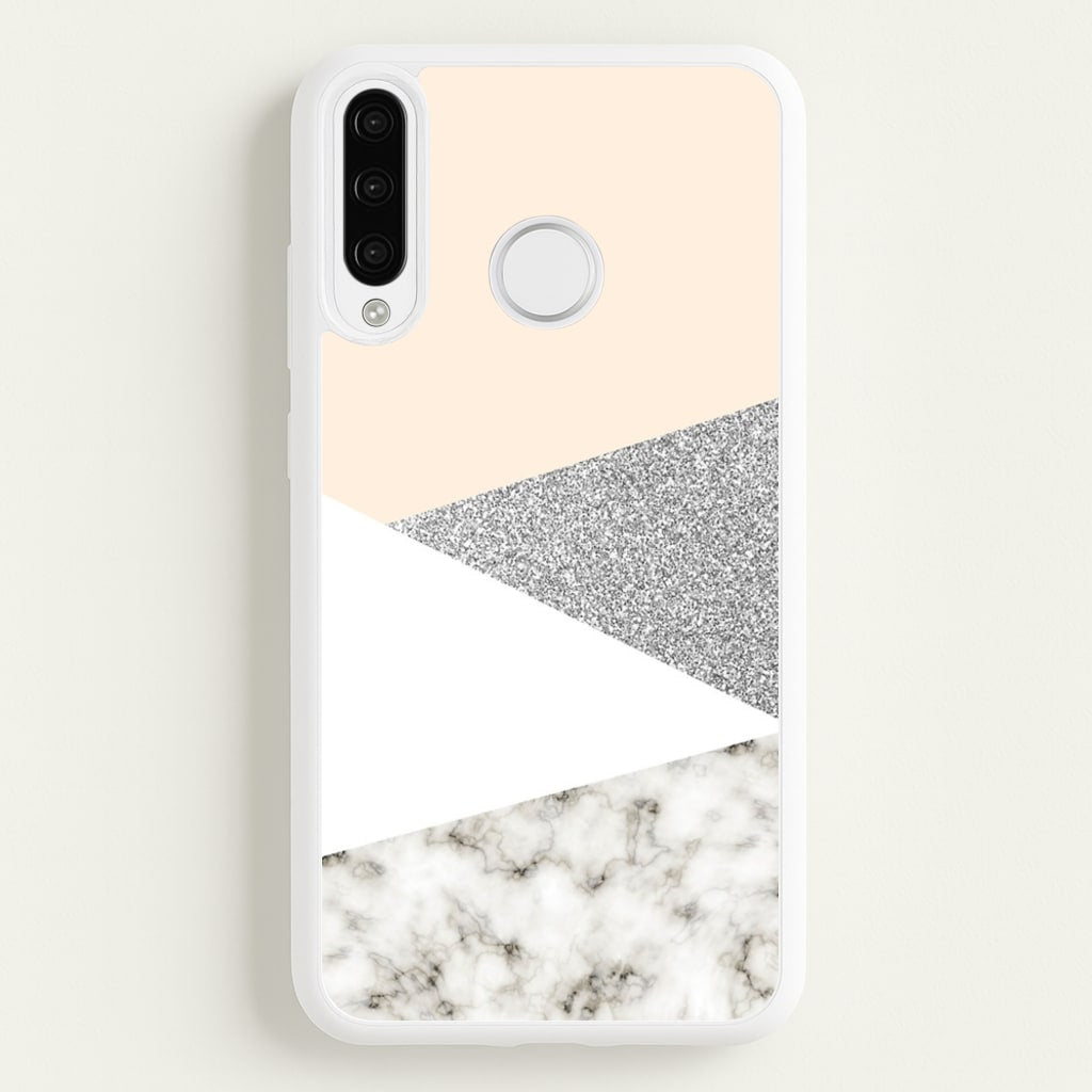 Abstract Marble and Silver Pattern - marble Phone Case for Huawei P30 Lite