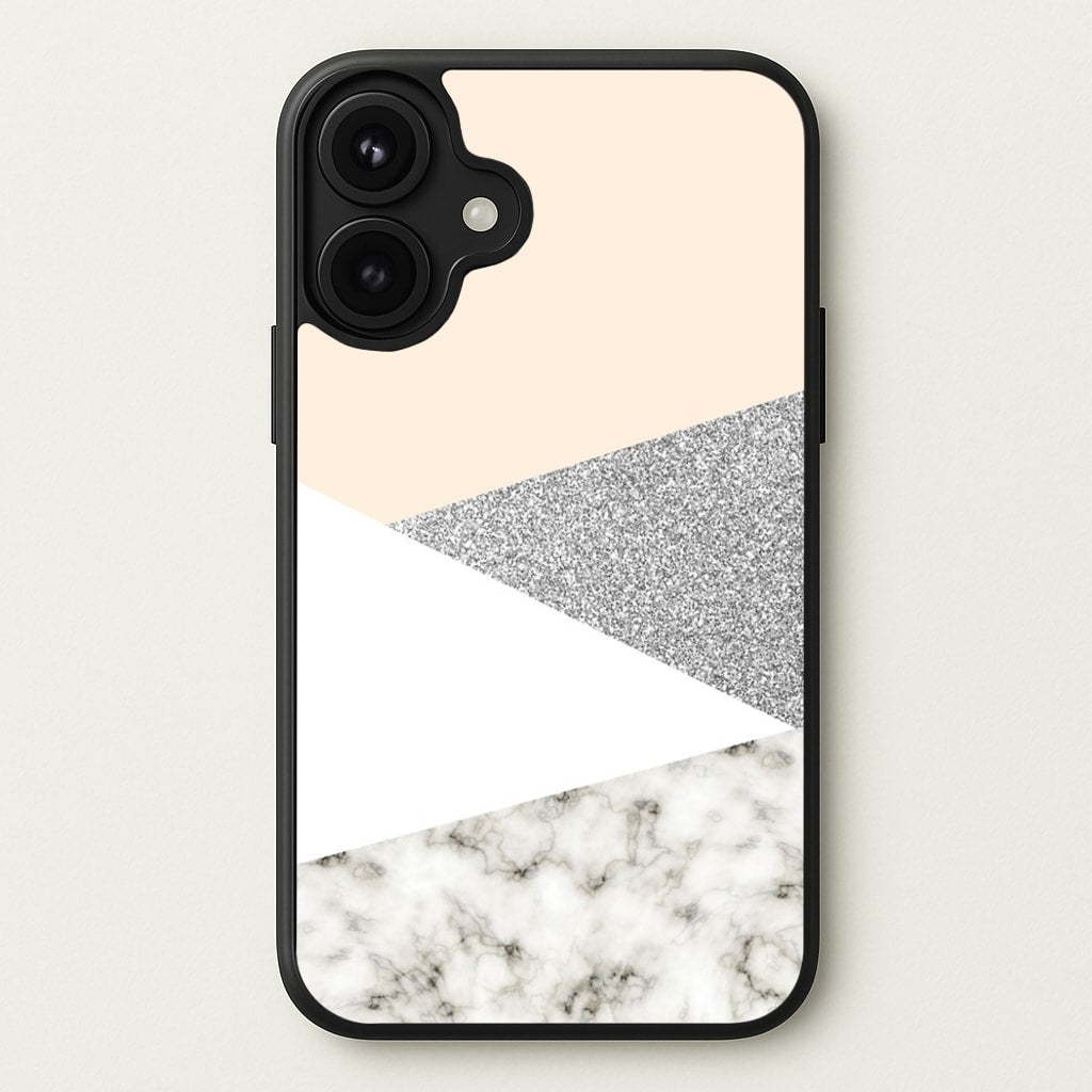 Abstract Marble and Silver Pattern Phone Case for iPhone 17
