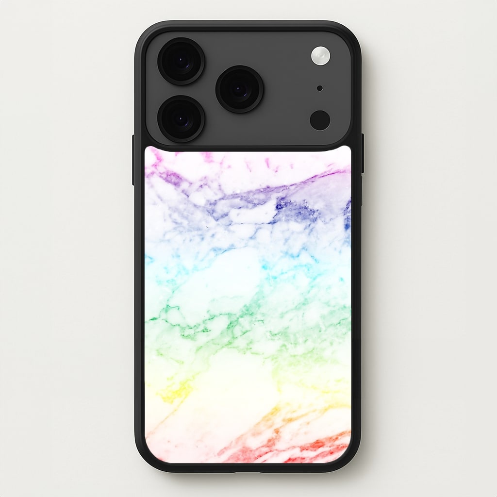 Rainbow Streak Marble Pattern Phone Case for iPhone 17 Pro