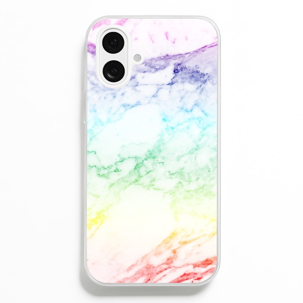 Rainbow Streak Marble Pattern - marble Phone Case for iPhone 16 Plus