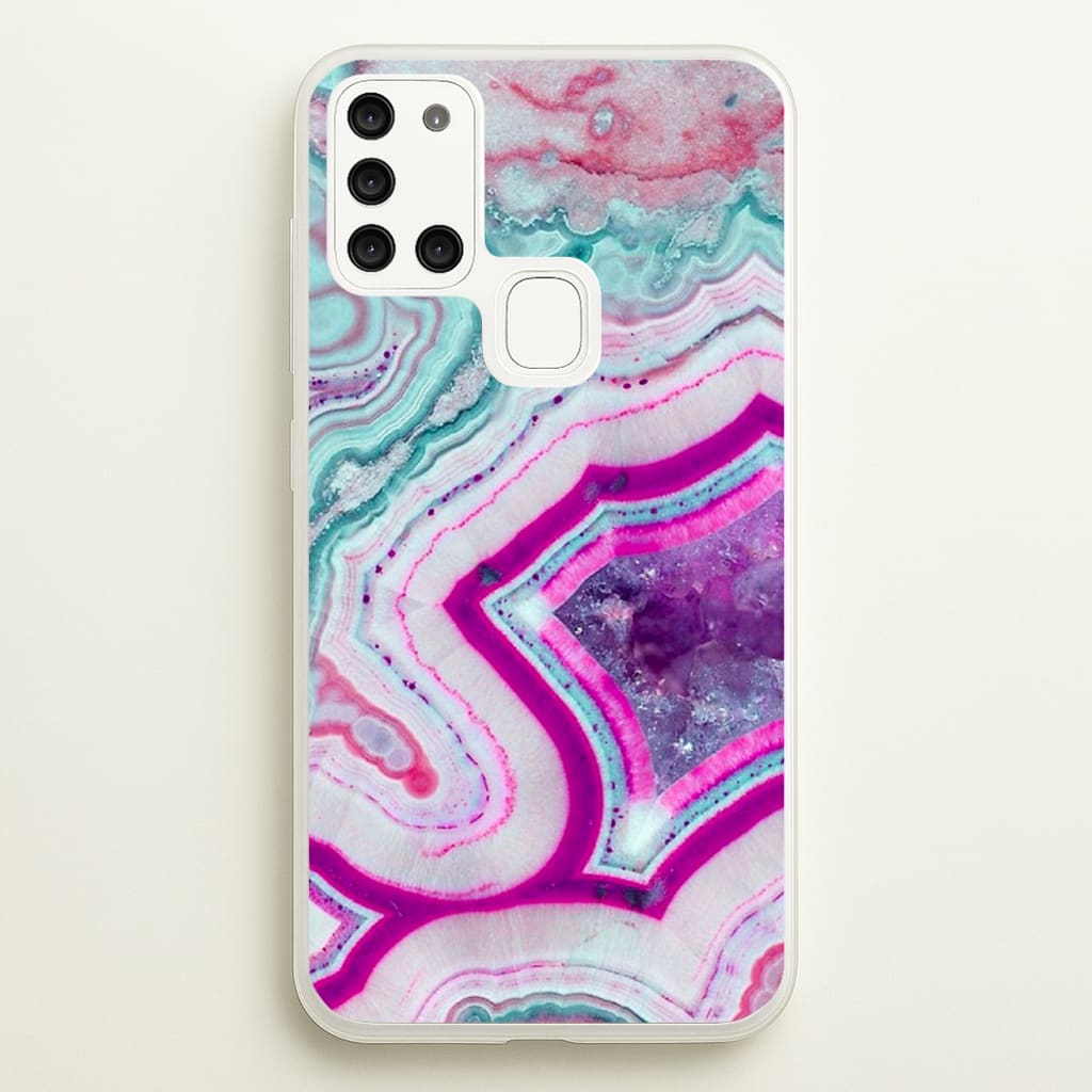 Purple Geode Pattern - marble Phone Case for Galaxy A21s