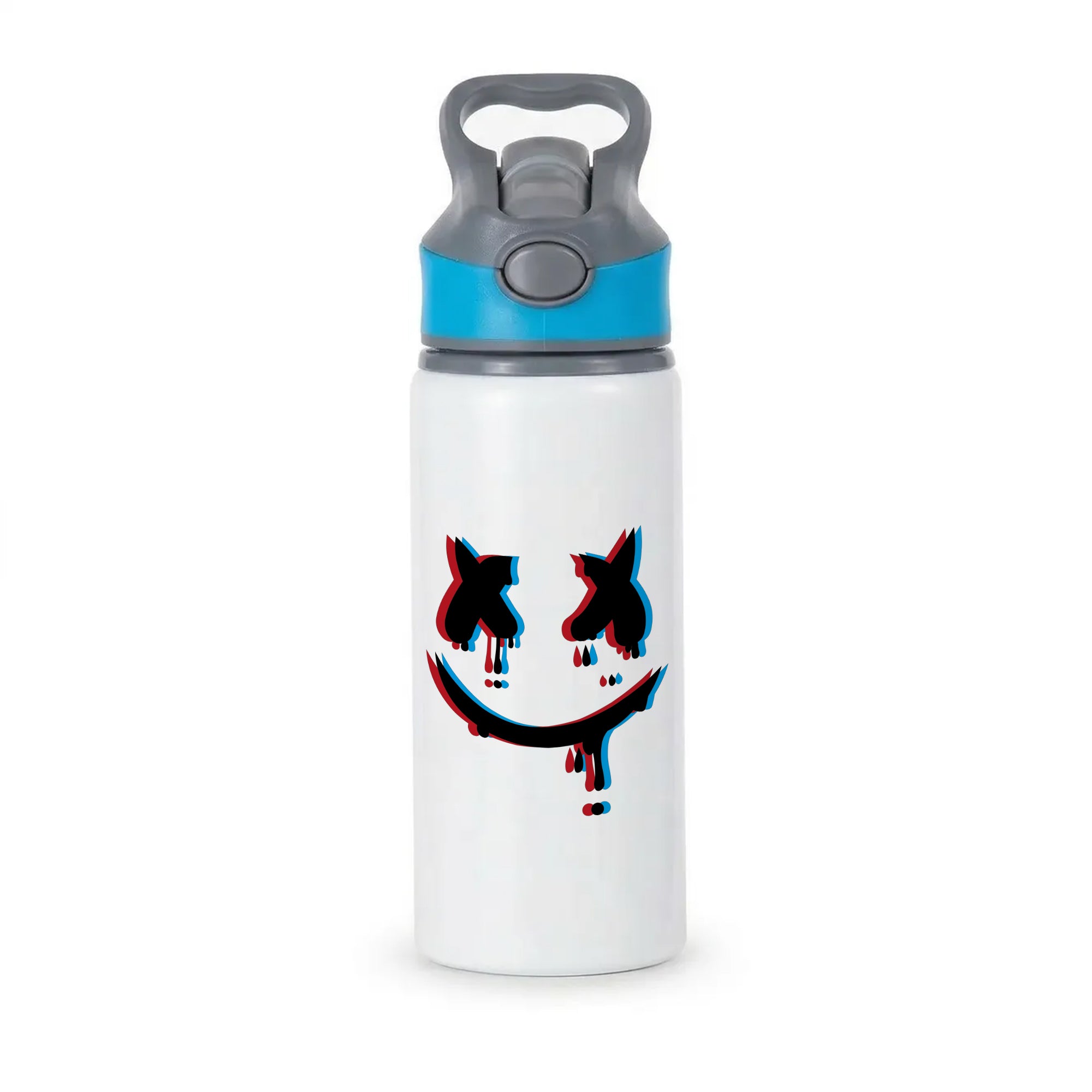 Blue Blur - White Helmet DJ Active Water Bottle - Blue