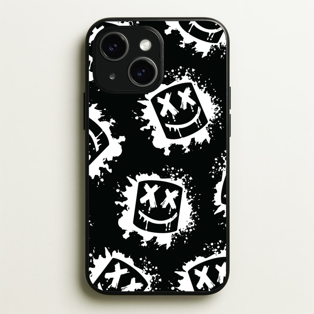 Black And White Helmet DJ Pattern - Marshmello Phone Case for iPhone 15 Plus