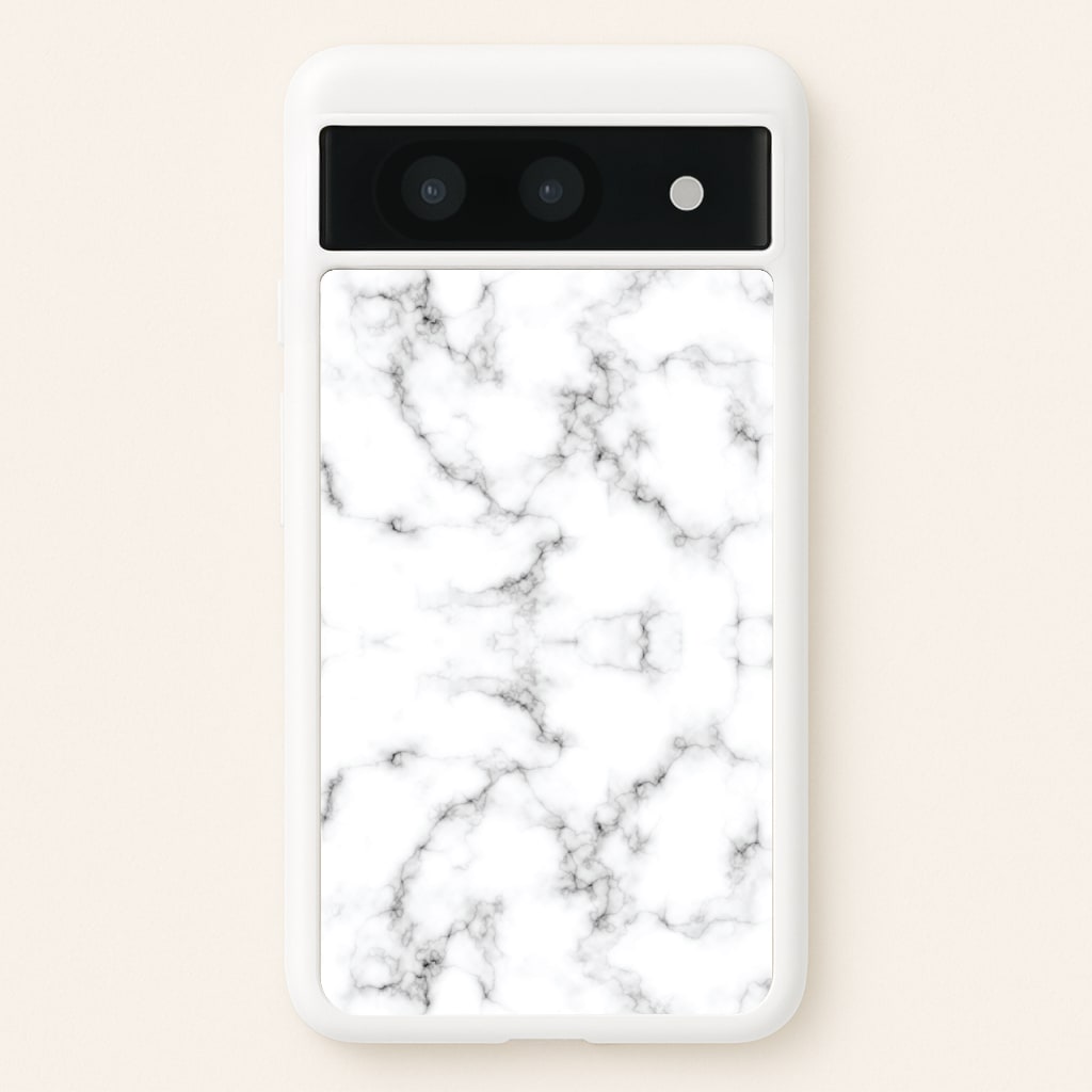 White Marbled - Marble Phone Case for Google Pixel 8a