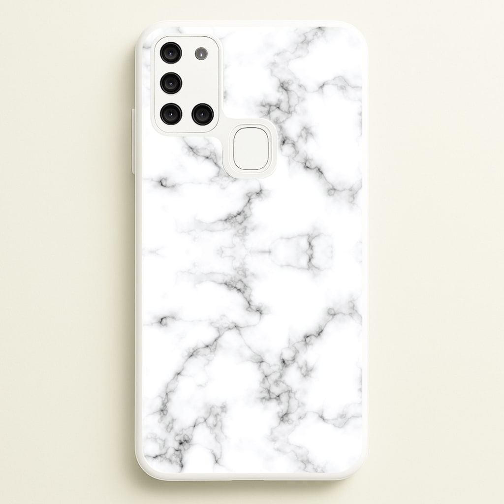White Marbled - Marble Phone Case for Galaxy A21s