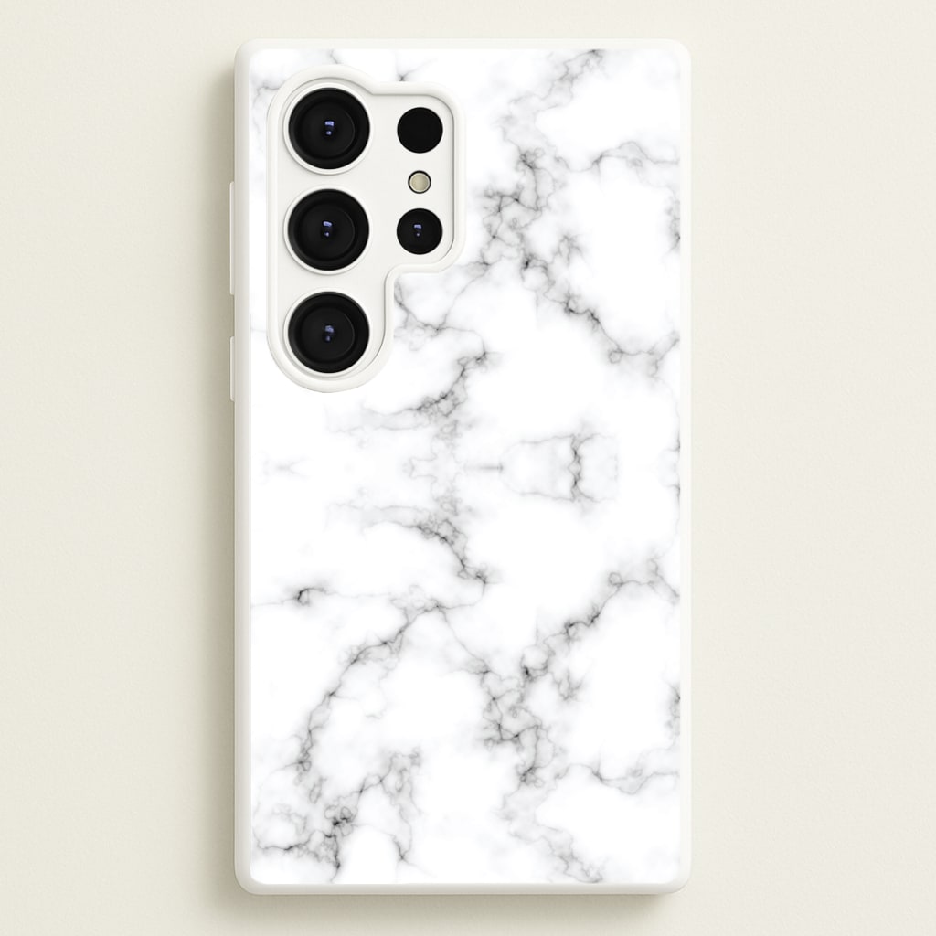 White Marbled - Marble Phone Case for Galaxy S25 Ultra