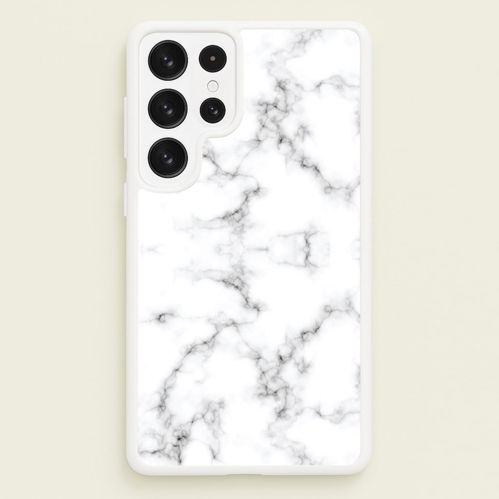 White Marbled - Marble Phone Case for Galaxy S23 Ultra
