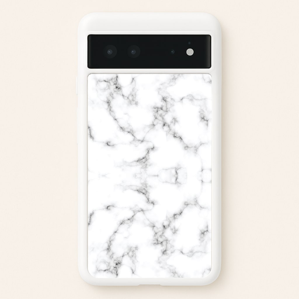 White Marbled - Marble Phone Case for Google Pixel 6
