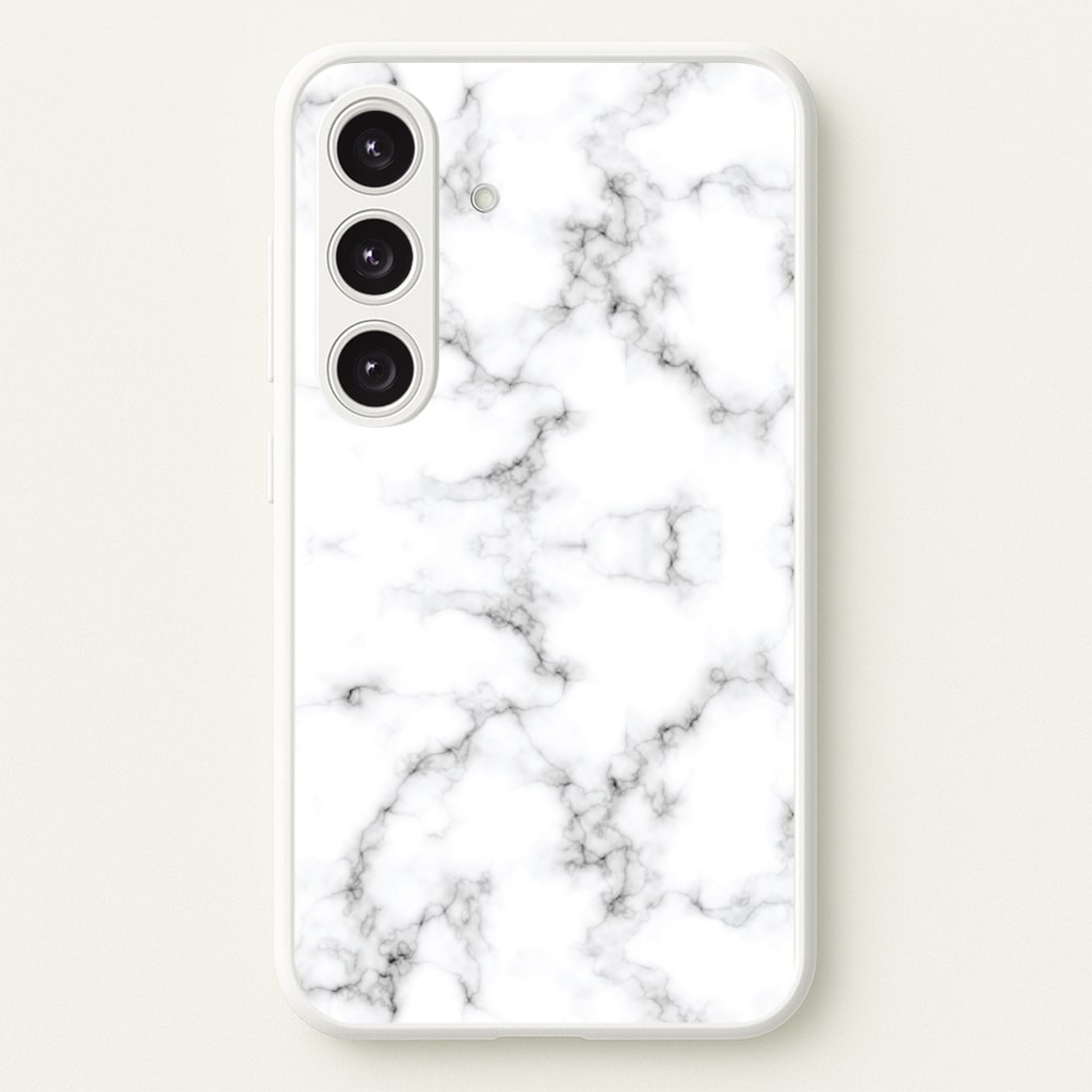 White Marbled - Marble Phone Case for Galaxy S24FE