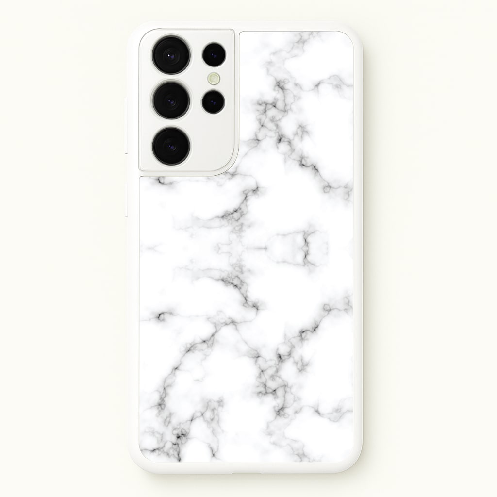 White Marbled - Marble Phone Case for Galaxy S21 Ultra