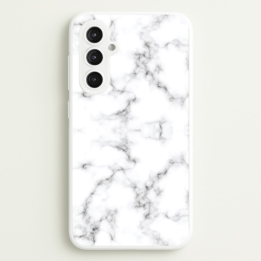 White Marbled - Marble Phone Case for Galaxy S23FE