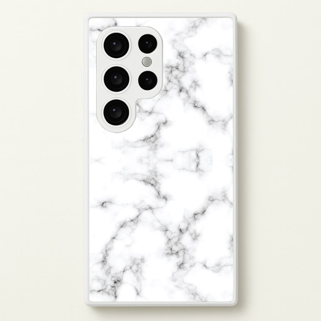 White Marbled - Marble Phone Case for Galaxy S24 Ultra