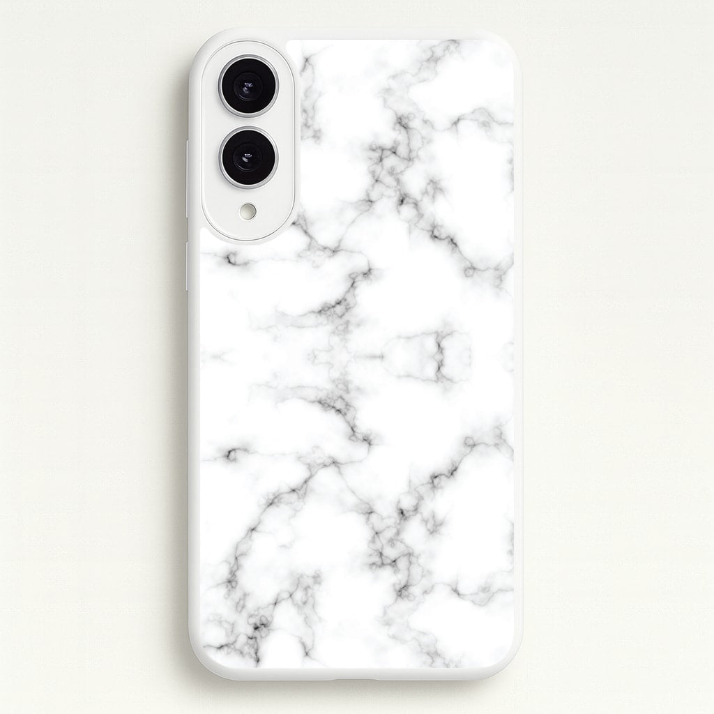 White Marbled - Marble Phone Case for Galaxy S25 Edge