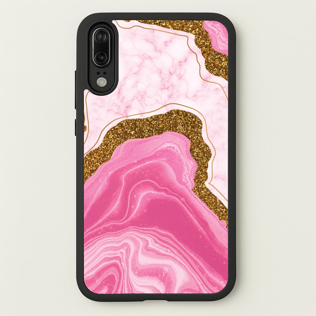 Marble Rock Veins And Glitter - Marble Phone Case for Huawei P20