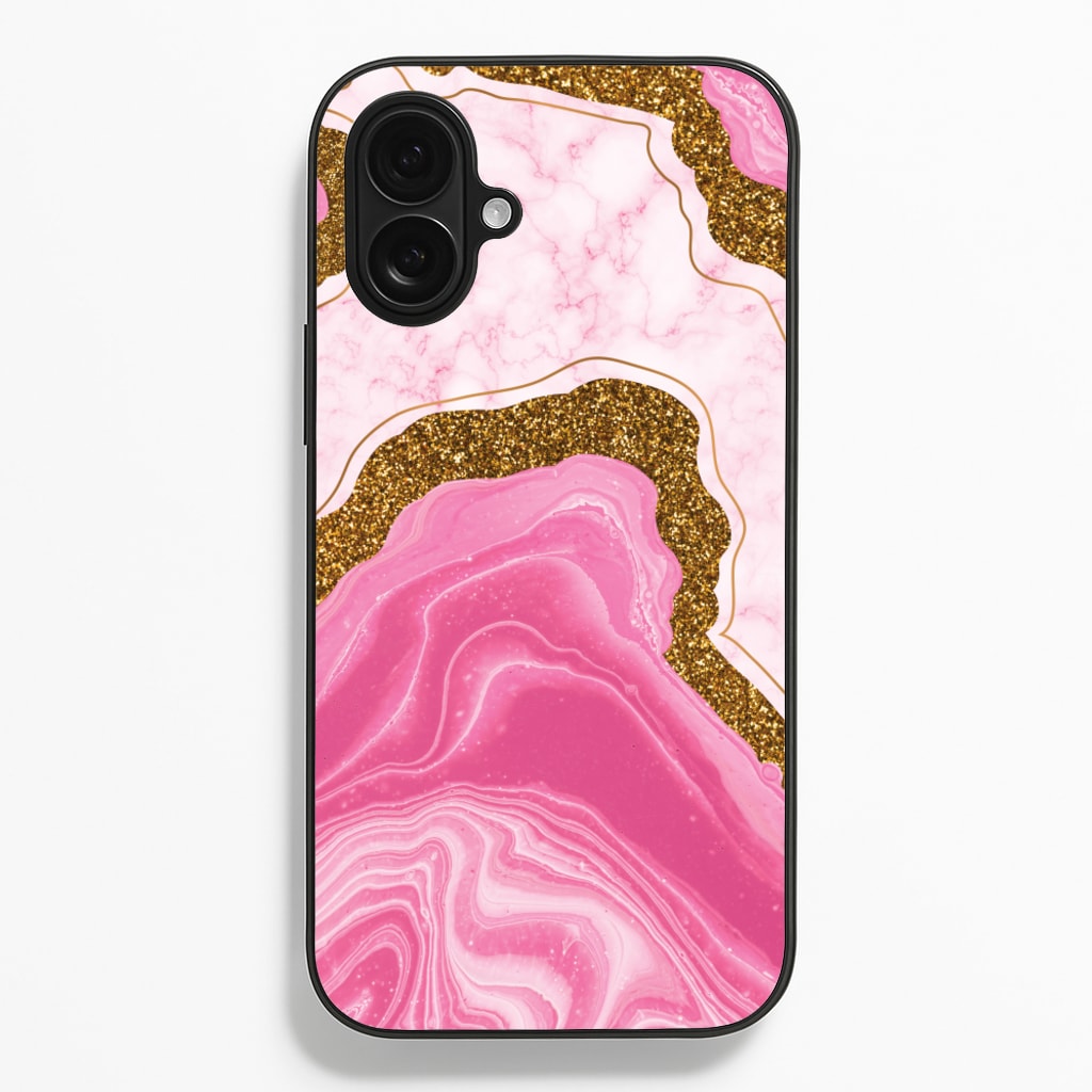 Marble Rock Veins And Glitter - Marble Phone Case for iPhone 16 Plus