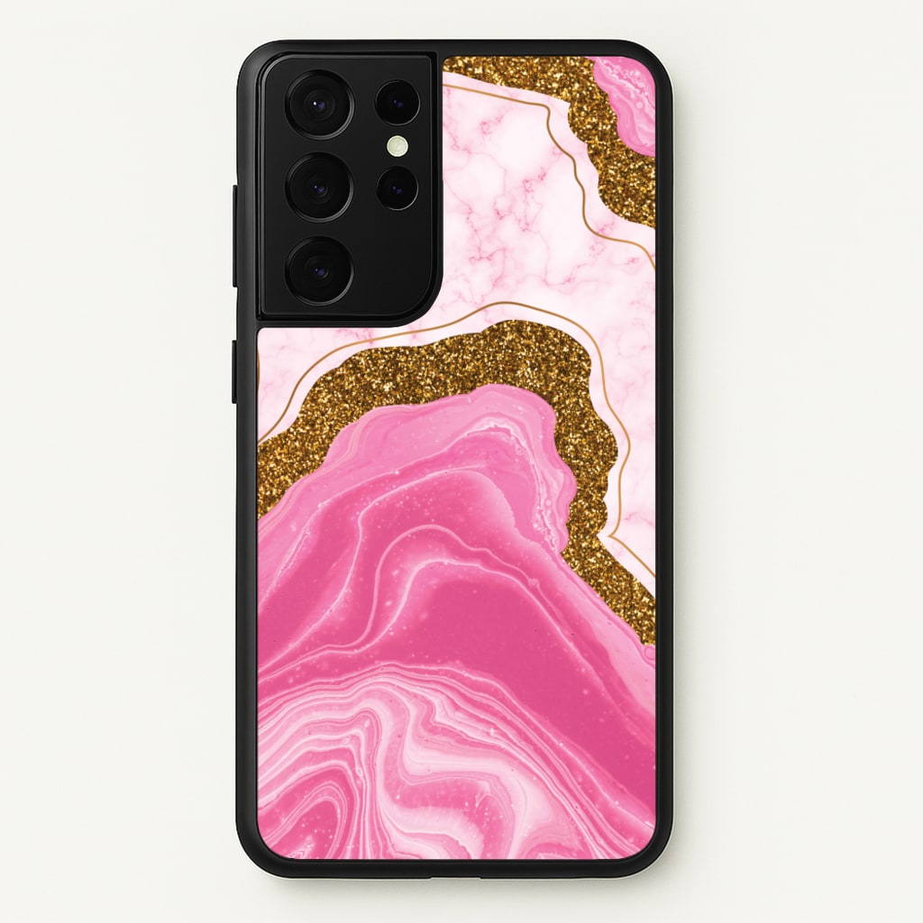Marble Rock Veins And Glitter - Marble Phone Case for Galaxy S21 Ultra