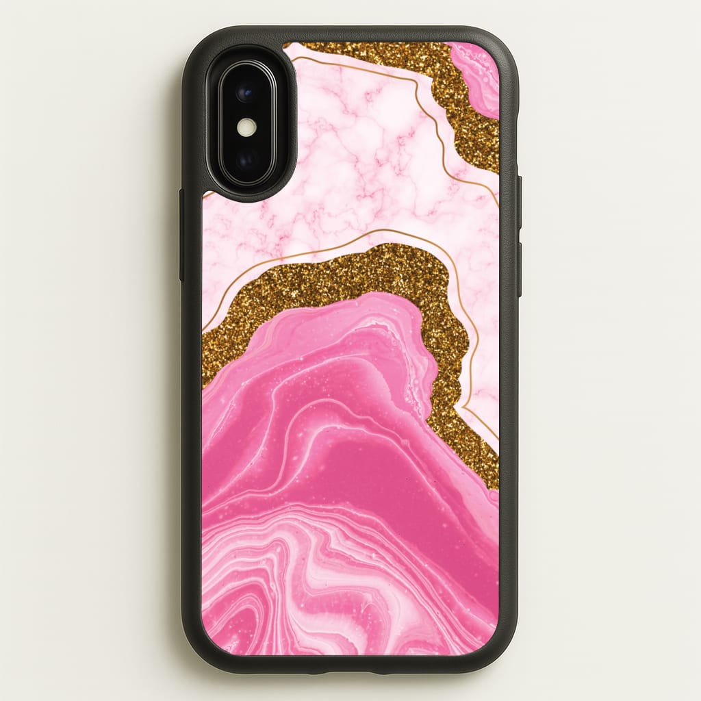 Marble Rock Veins And Glitter - Marble Phone Case for iPhone X / XS