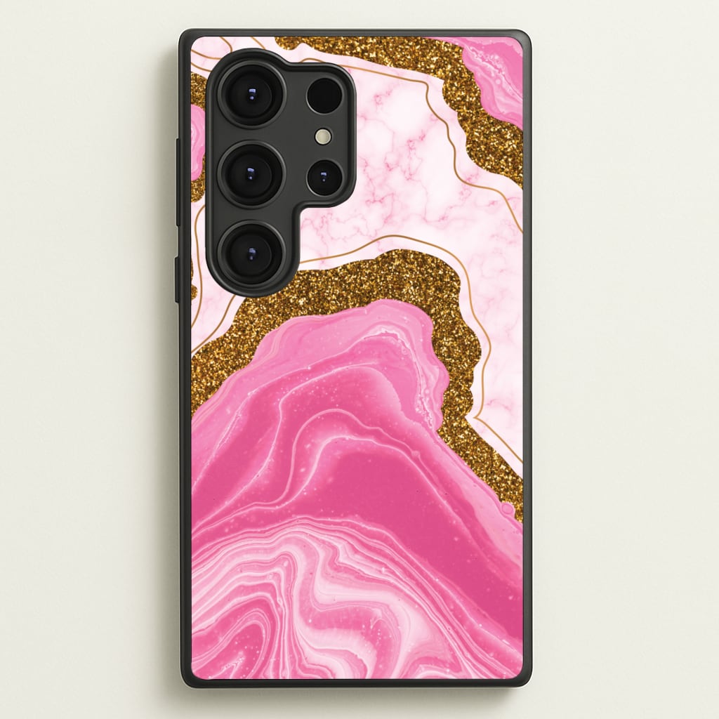 Marble Rock Veins And Glitter - Marble Phone Case for Galaxy S25 Ultra