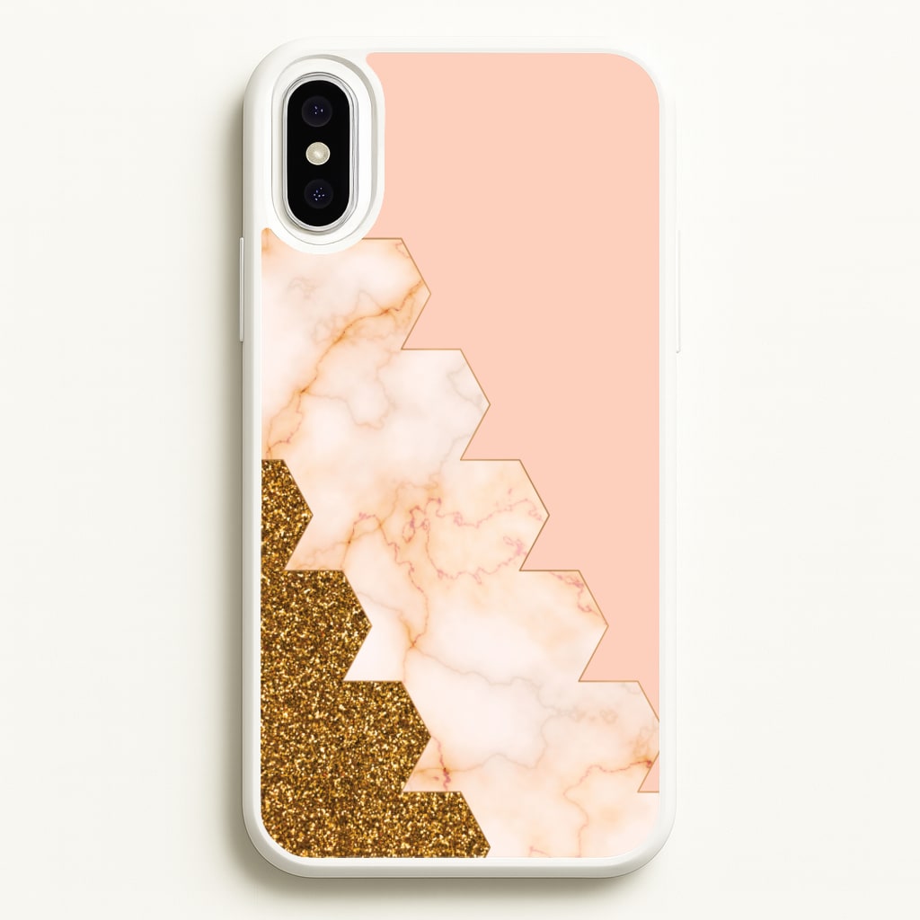 Glitter And Marble Geometric - Marble Phone Case for iPhone XS Max