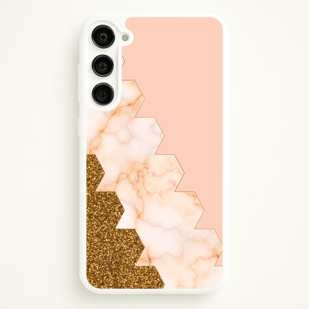 Glitter And Marble Geometric - Marble Phone Case for Galaxy S23
