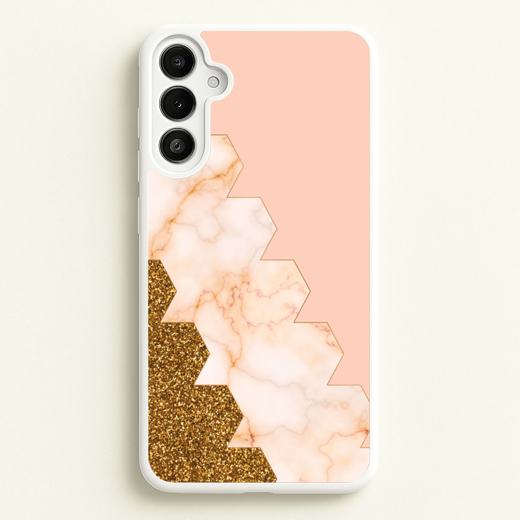 Glitter And Marble Geometric - Marble Phone Case for Galaxy A34