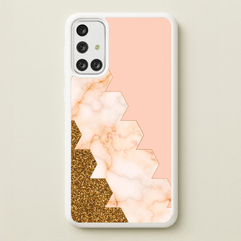 Glitter And Marble Geometric - Marble Phone Case for Galaxy A71