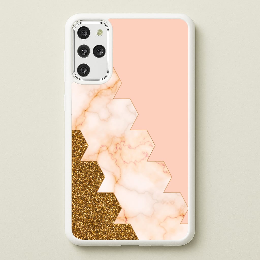 Glitter And Marble Geometric - Marble Phone Case for Galaxy S20 Plus