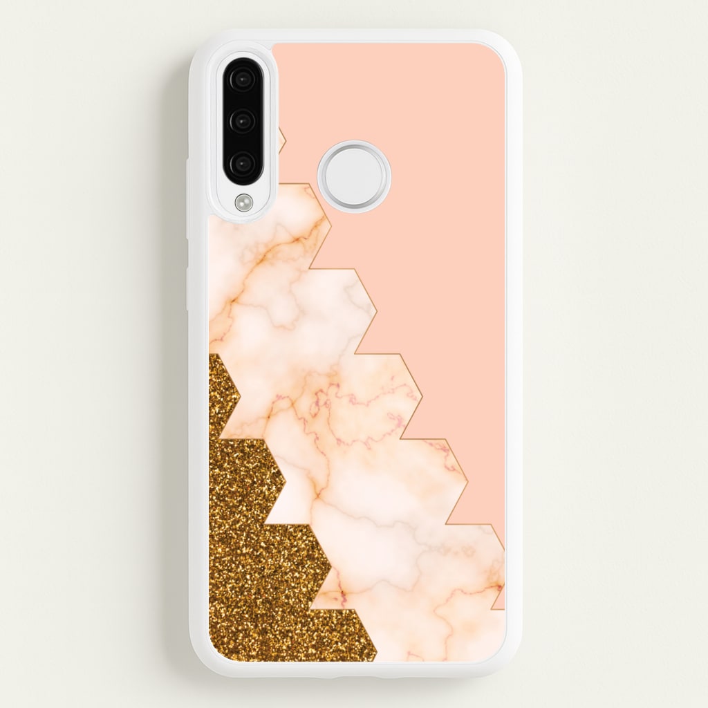 Glitter And Marble Geometric - Marble Phone Case for Huawei P30 Lite