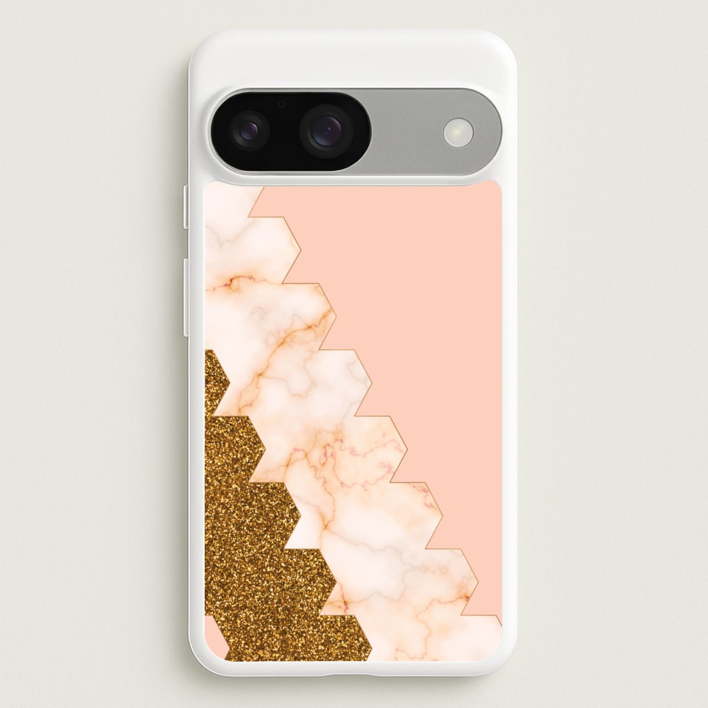 Glitter And Marble Geometric - Marble Phone Case for Google Pixel 9 / 9 Pro