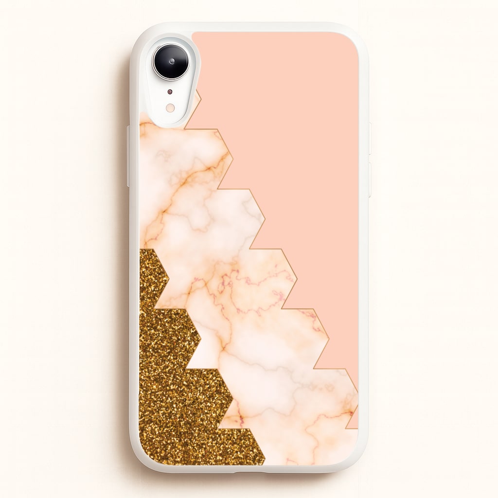 Glitter And Marble Geometric - Marble Phone Case for iPhone XR