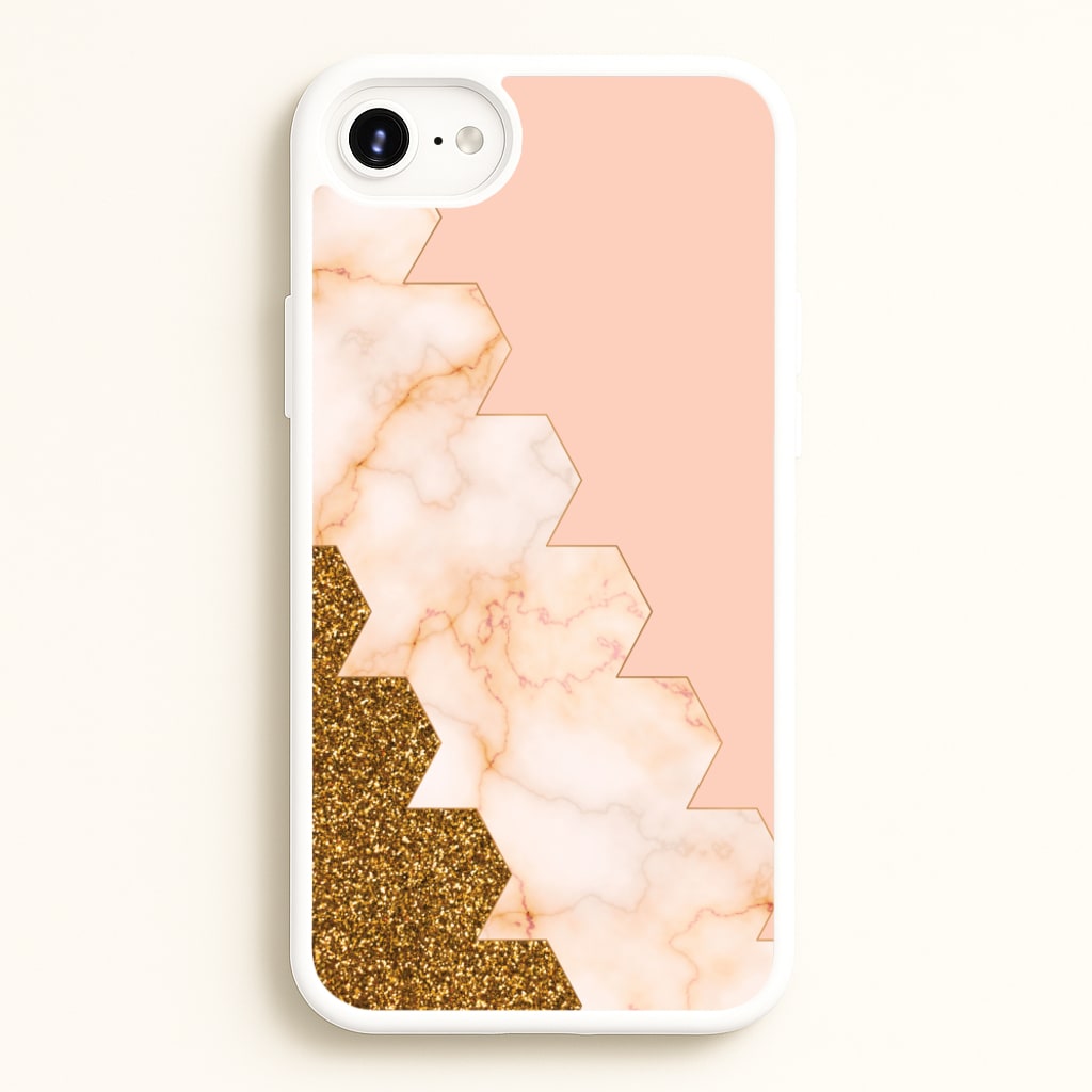 Glitter And Marble Geometric - Marble Phone Case for iPhone 6 Plus / 7 Plus / 8 Plus