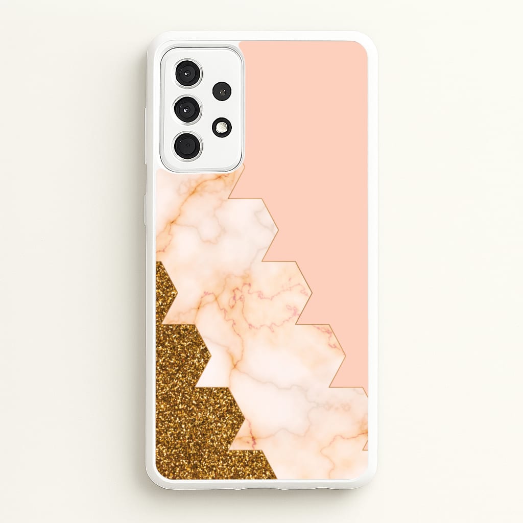 Glitter And Marble Geometric - Marble Phone Case for Galaxy A52 / A52s