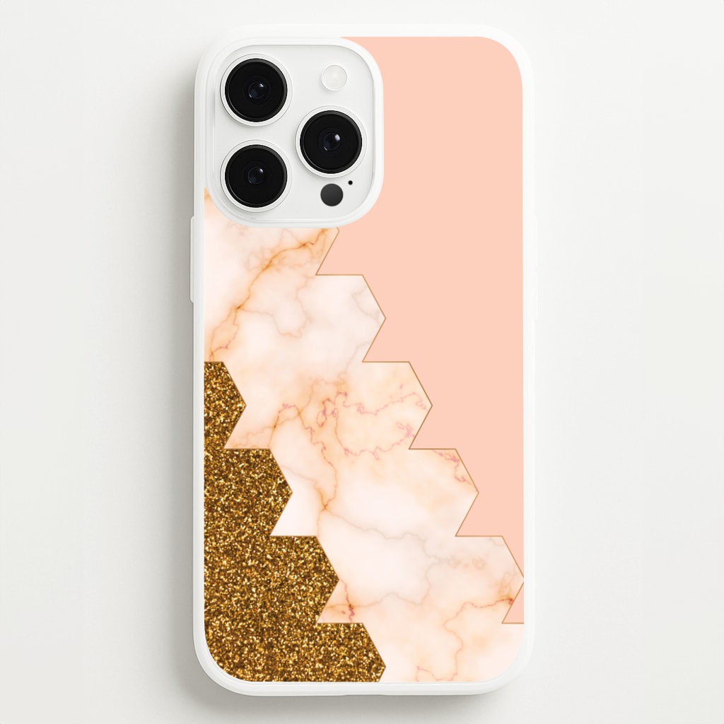 Glitter And Marble Geometric - Marble Phone Case for iPhone 13 Pro Max