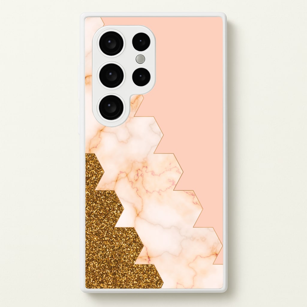 Glitter And Marble Geometric - Marble Phone Case for Galaxy S24 Ultra