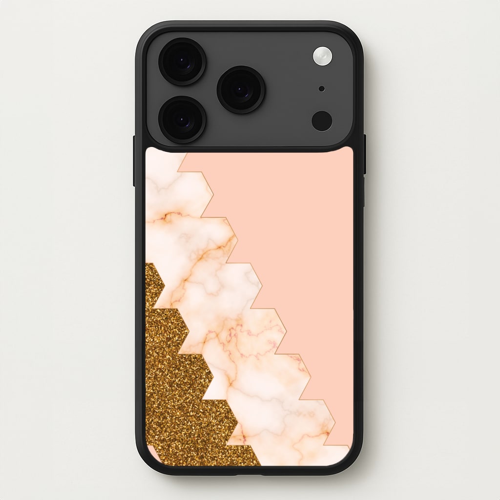 Glitter And Marble Geometric Phone Case for iPhone 17 Pro